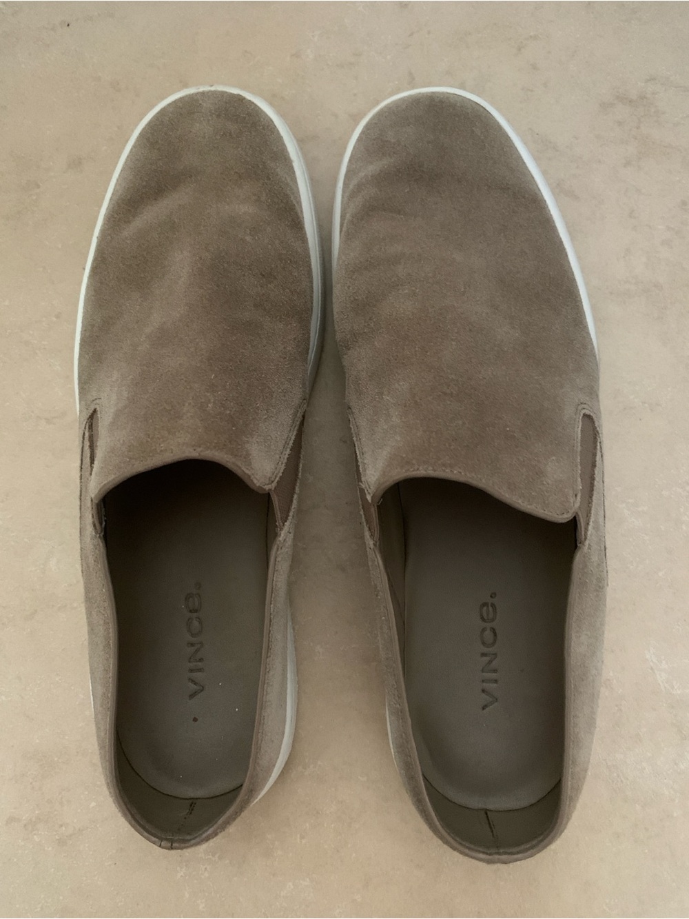 Vince Verrell Suede Slip-On Mule Sneakers Taupe Khaki Backless 6M EUC